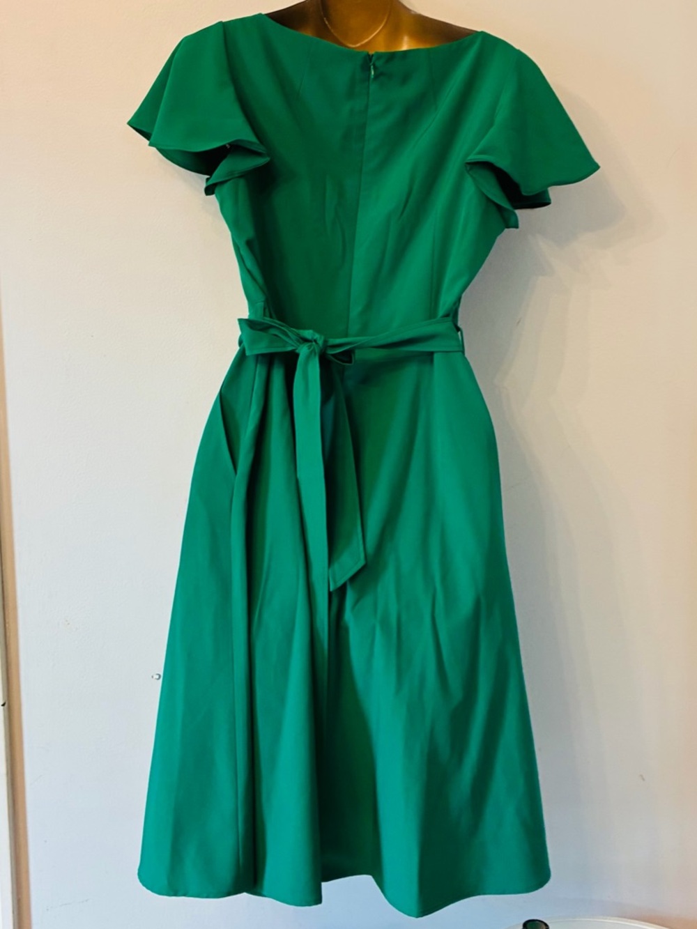 Calvin Klein Emerald Green Fit & Flare Dress – Belted – Size 8 - Picture 5 of 8